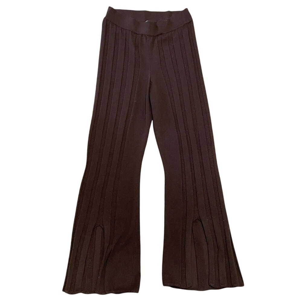 Daily Practice Brown‎ Ribbed Knit Flare Leggings Slit Hem Medium